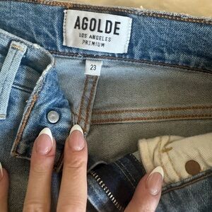 Agolde Light Blue Distressed Ankle Jeans